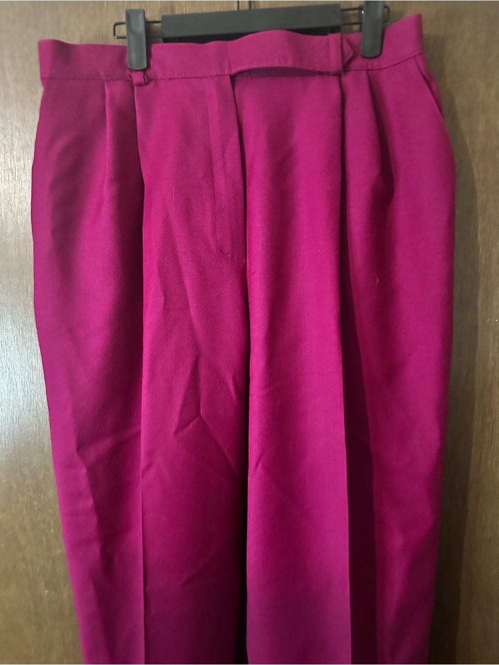 Fashion Selectors High-Waist Pleated Trousers Fuchsia 100% Wool Vtg Sz 16 Retro - Picture 3 of 8